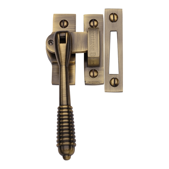 V894L MP/HP-AT  Antique Brass  Heritage Brass Locking Reeded Casement Fastener